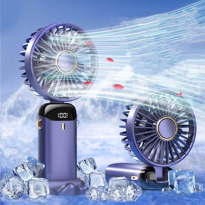 USB Handheld Fan Electric Fan Portable Fan Digital Display Foldable Aromatherapy Fan Office Cooler Air Circulation Conditioner