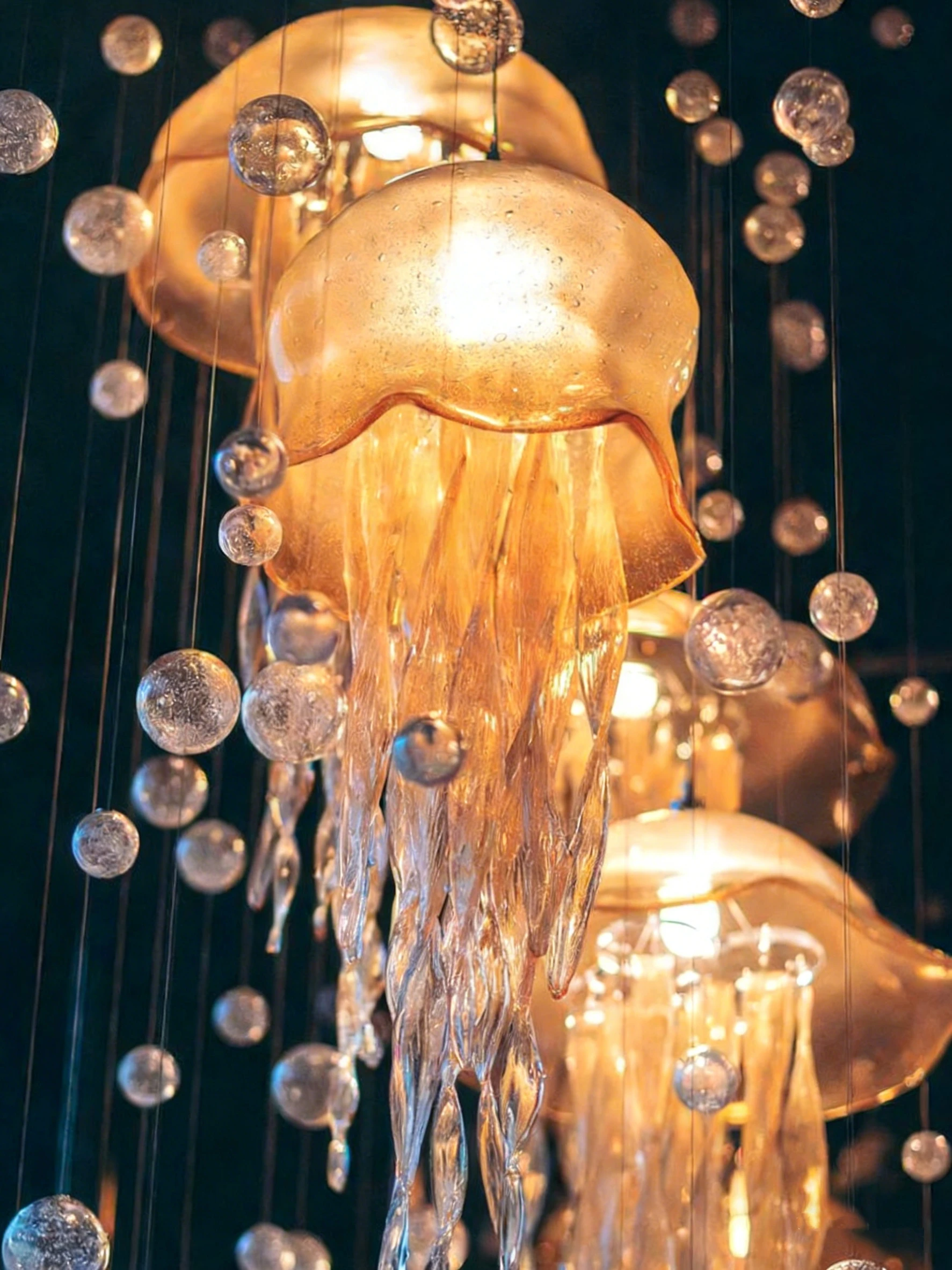 Luxury Jellyfish Glass Chandelier, Bar Villa Creative Pendant Light, Custom Restaurant Hotel Banquet Jellyfish Light Fixtures