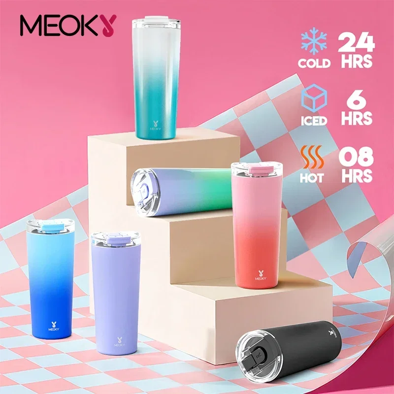 Meoky 24oz Double mouth Large Capacity Stainless Steel Thermos Portable Vacuum Flask Insulated Tumbler Thermo Bottle