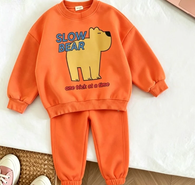 Kids Crocodile Duck Print Two Piece Tracksuit Boys Girls Crewneck Sweatshirt And Jogger Trousers Soft Suit Kid Popular Clothing