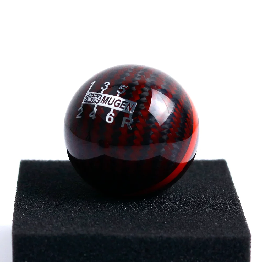 jdm MUGEN black&red Carbon Fiber Gear Shift Knob Racing Manual Shifter Lever Head for Honda civic fit s2000