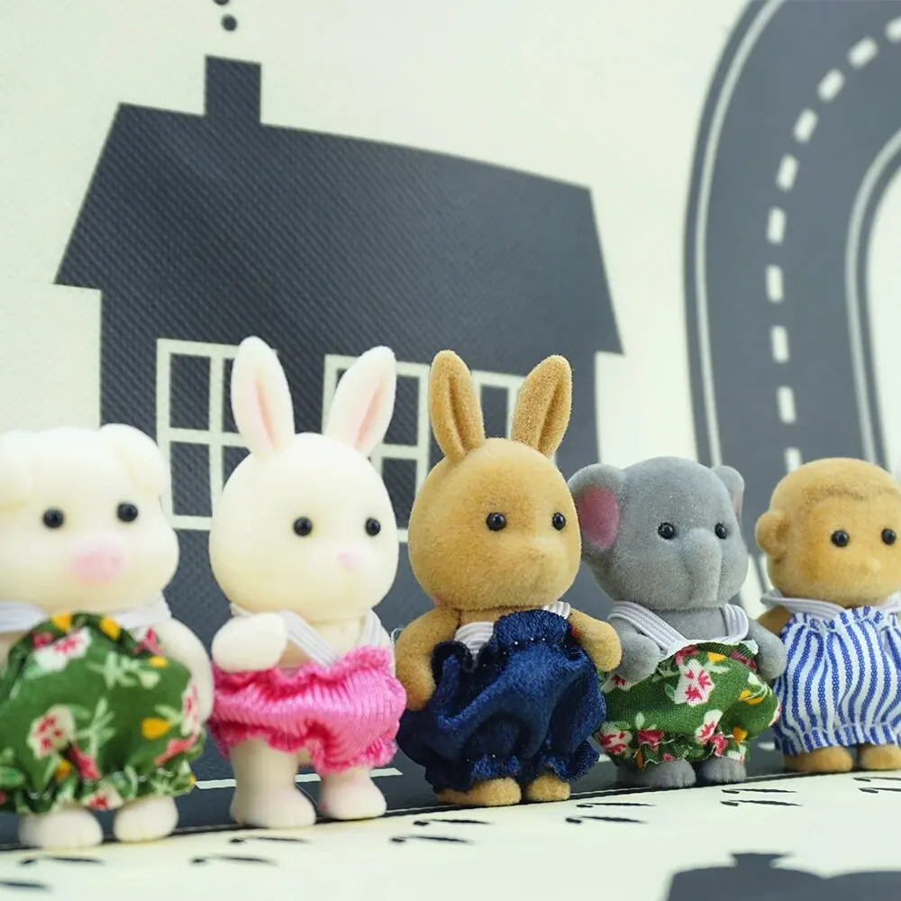 Simulation Forest Animal Baby Toys Rabbit Family Dolls Dollhouse Figures Collectible Toy 4.5CM 1:12 2PCS Furniture Set Gift