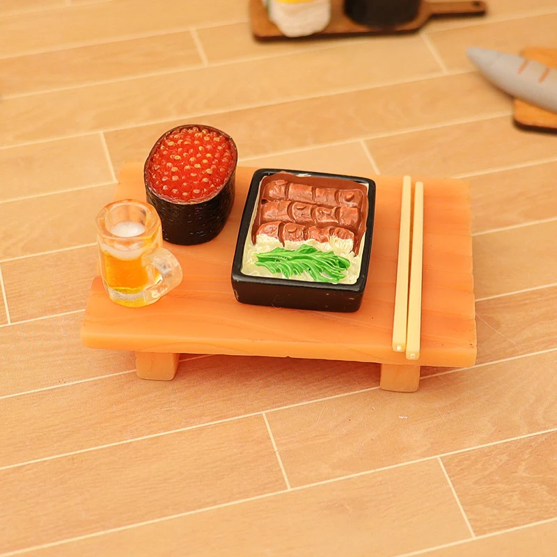 1:12 Dollhouse Miniature Japanese Dessert Sushi Caviar Sake Kitchen Model Decor Toy Doll House Accessories