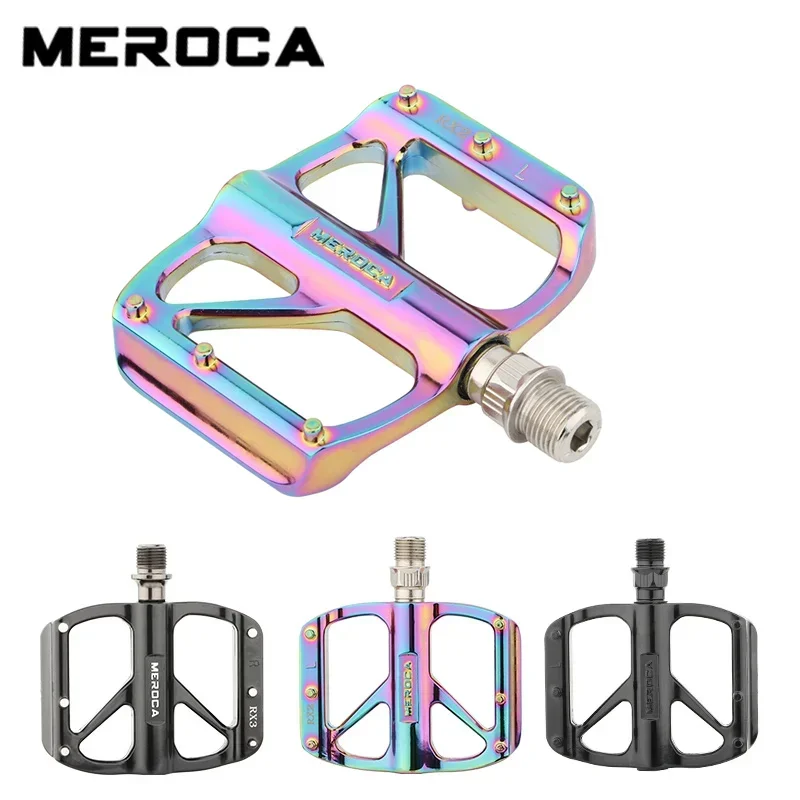 MEROCA  Mountain Bike Bicycle Pedal Aluminum Alloy Non-slip Pedal Folding Bicycle DU/bearing Pedal Bike Pedals Clipless Pedals