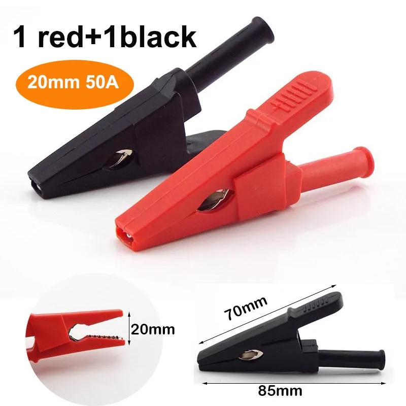10A 20A 30A 50A Krokodilklemme Adapter 2MM 4MM Bananenstecker Sondenklemme für Multimeter-Messleitung Isoliert