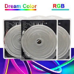 5050 rgb ws2811 sonho cor led neon strip individualmente endereçável inteligente ic fita de luz flexível ip67 impermeável 1m-5m dc12v/24v