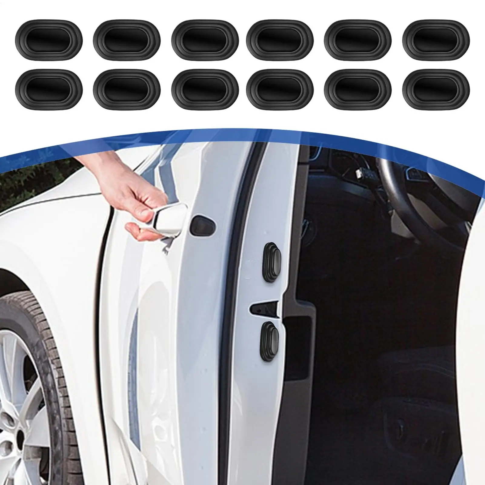

12 шт., силиконовая защита края двери, накладки на амортизаторы двери автомобиля, звукоизоляционные утолщенные силиконовые накладки на дверь автомобиля