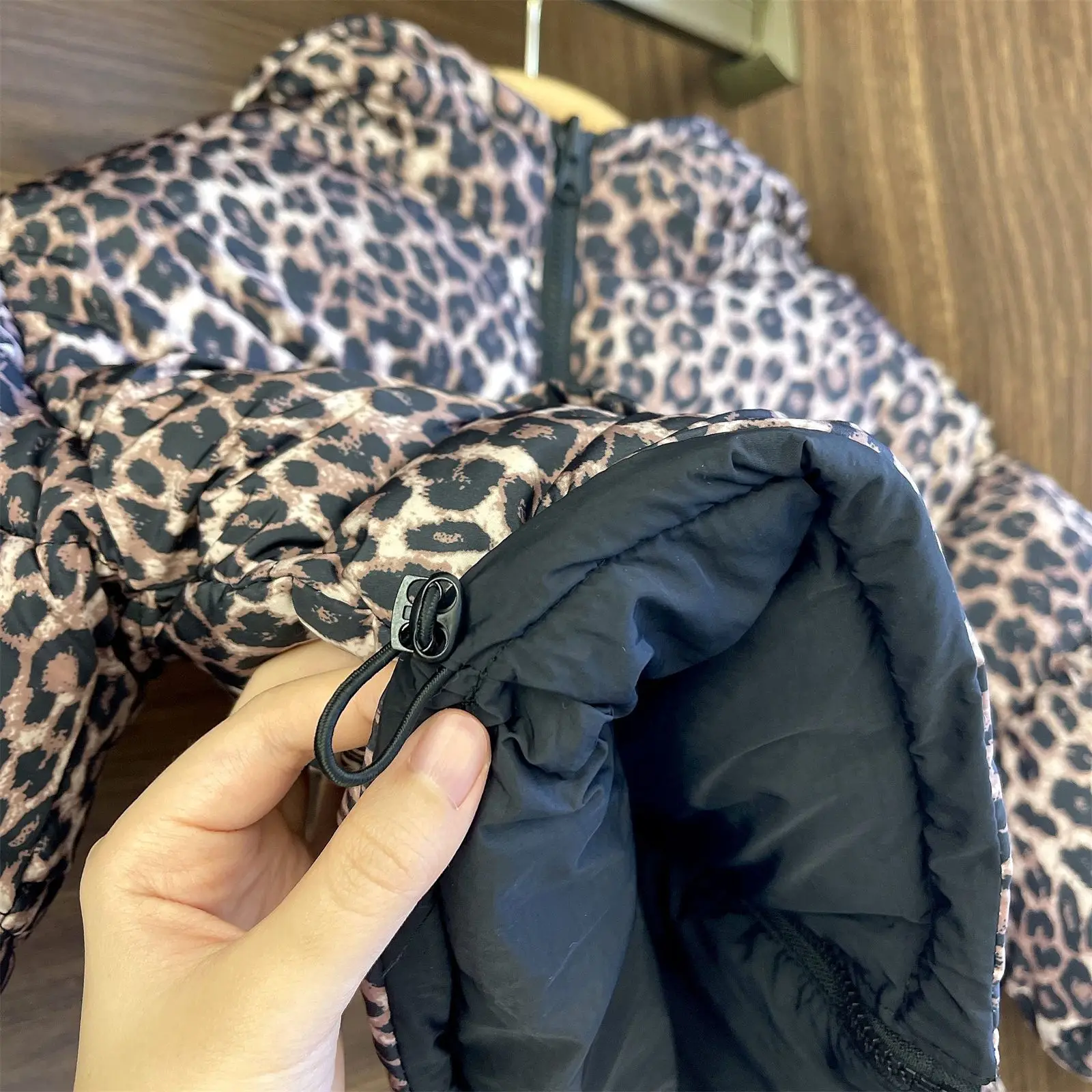 New Fashion Leopard Print Thicker Jacket Kids Winter Wear On Both Sides Warm Outerwear Children Hooded Parka Kids Coats Wz1381