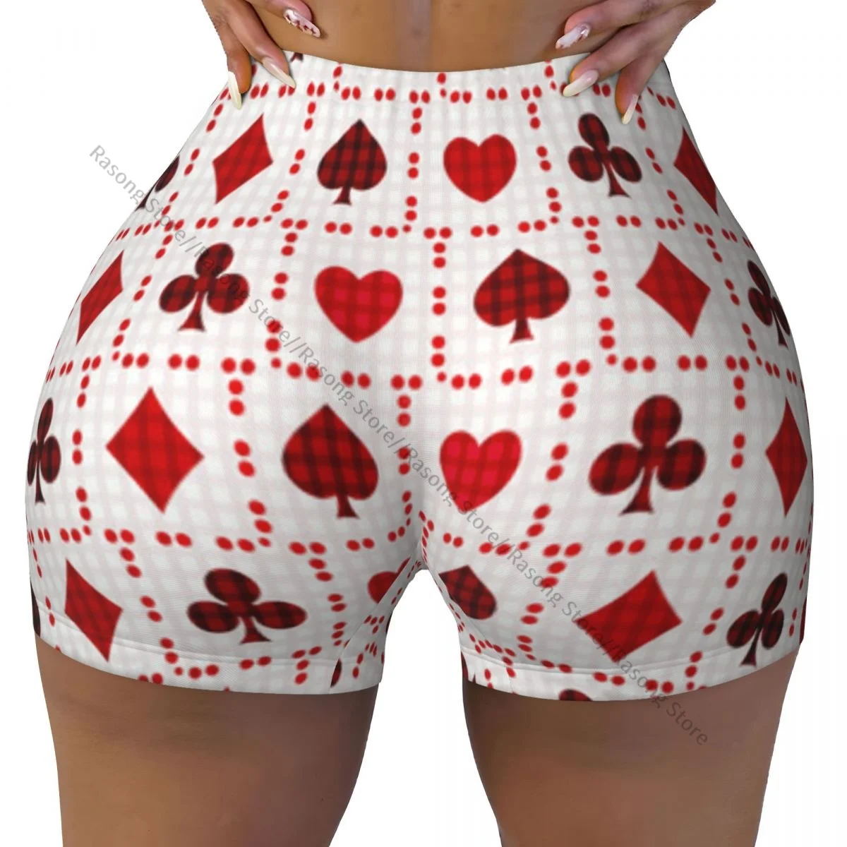Shorts de ioga feminino Poker Cars Print Scrunch Booty Butt Lifting Comfort Fitness Gym