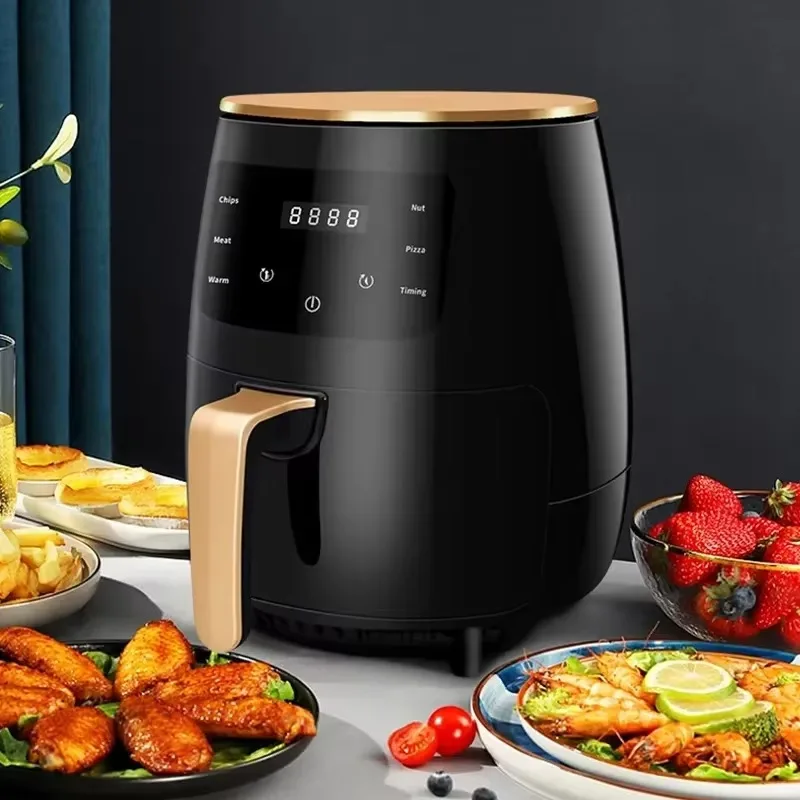 

Hot Sale 4.5L Wholesale No Oil Healthy Green Ivory Round Auto Off Visible Digital Electric Oven Digital air Fryer Machine