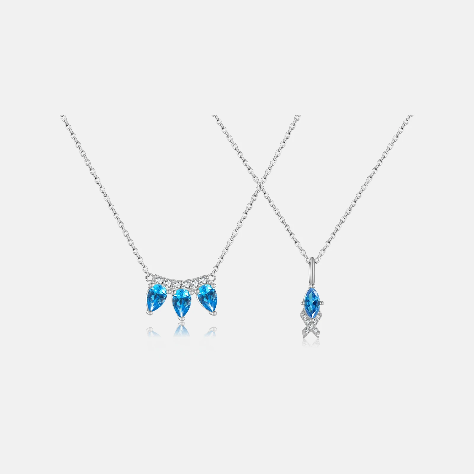 

VEWANT 925 Sterling Silver Blue Pear Shape Zircon CZ Pendant Long Necklace Women Niche Luxury Fine Fashion Wedding Jewelry Gift