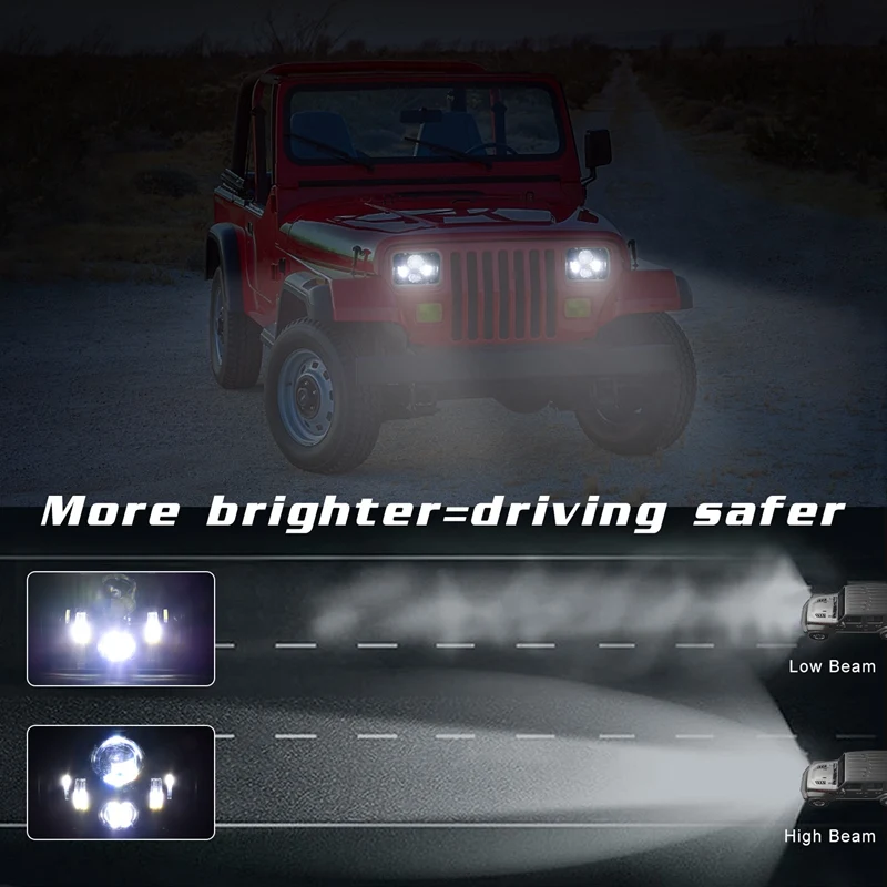 300W 5X7 7X6 Inch Led Headlights With High Low Beam For Jeep Cherokee XJ Comanche MJ YJ GMC Savana Safari Ford H6054