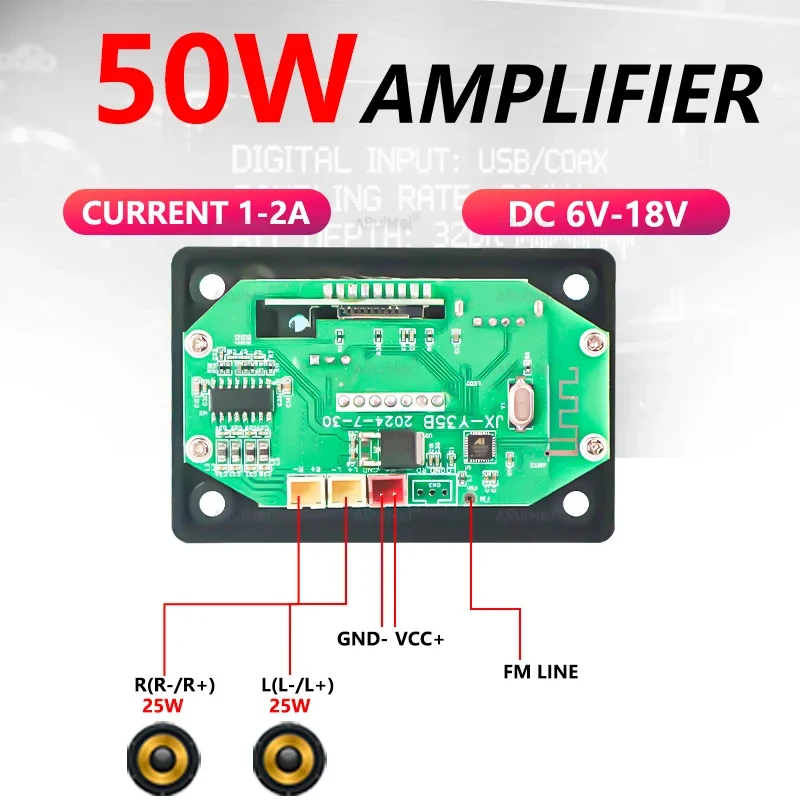 Suitable For Repair 2 Pcs 25W 50W Bluetooth Audio Amplifier Complete Kit With Aluminum Case Remote Control Color Box DC 6 18V Fo