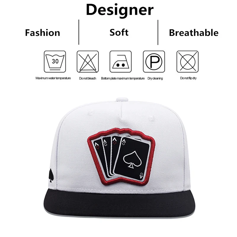 NEW Fashion Hip Hop Caps Men Women Playing Card Embroidered Baseball Caps Outdoor Sun Hat Unisex Adjustable Snapback Hats