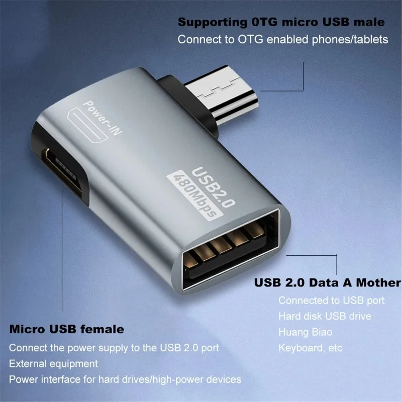 micro USB 2.0Revolution USB female adapter OTG with power support network box