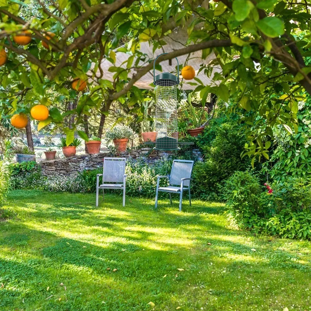 Comedero al aire libre, herramienta de alimentación colgante, contenedor de comida para pájaros salvajes de jardín, para pájaros pequeños, loro canario, alondra