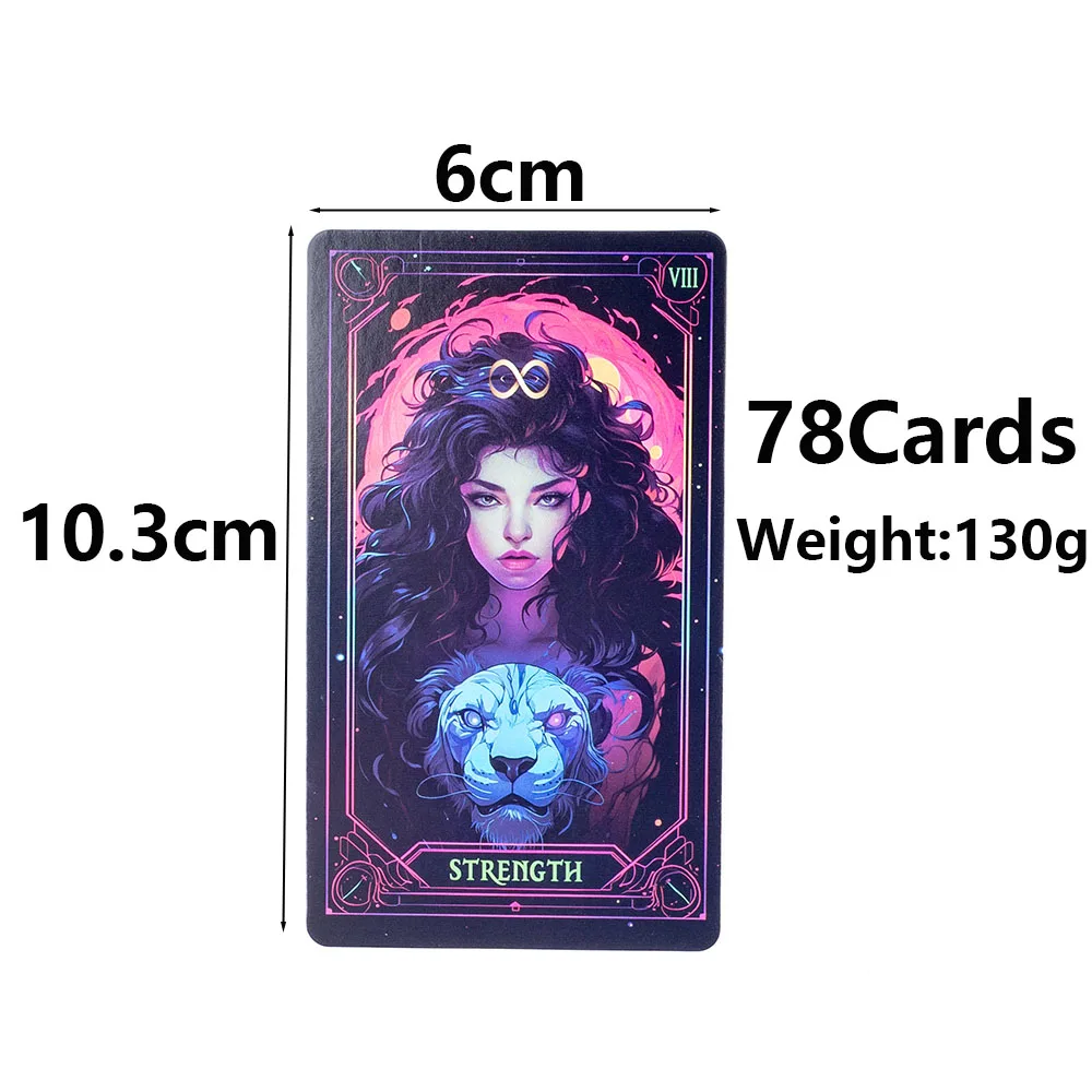 Inspirierte Neon-Tarot-Karten, 10,3 x 6 cm, englische Visions Divination Edition, Deck-Board, Spiele, 78 Karten – Detail 4