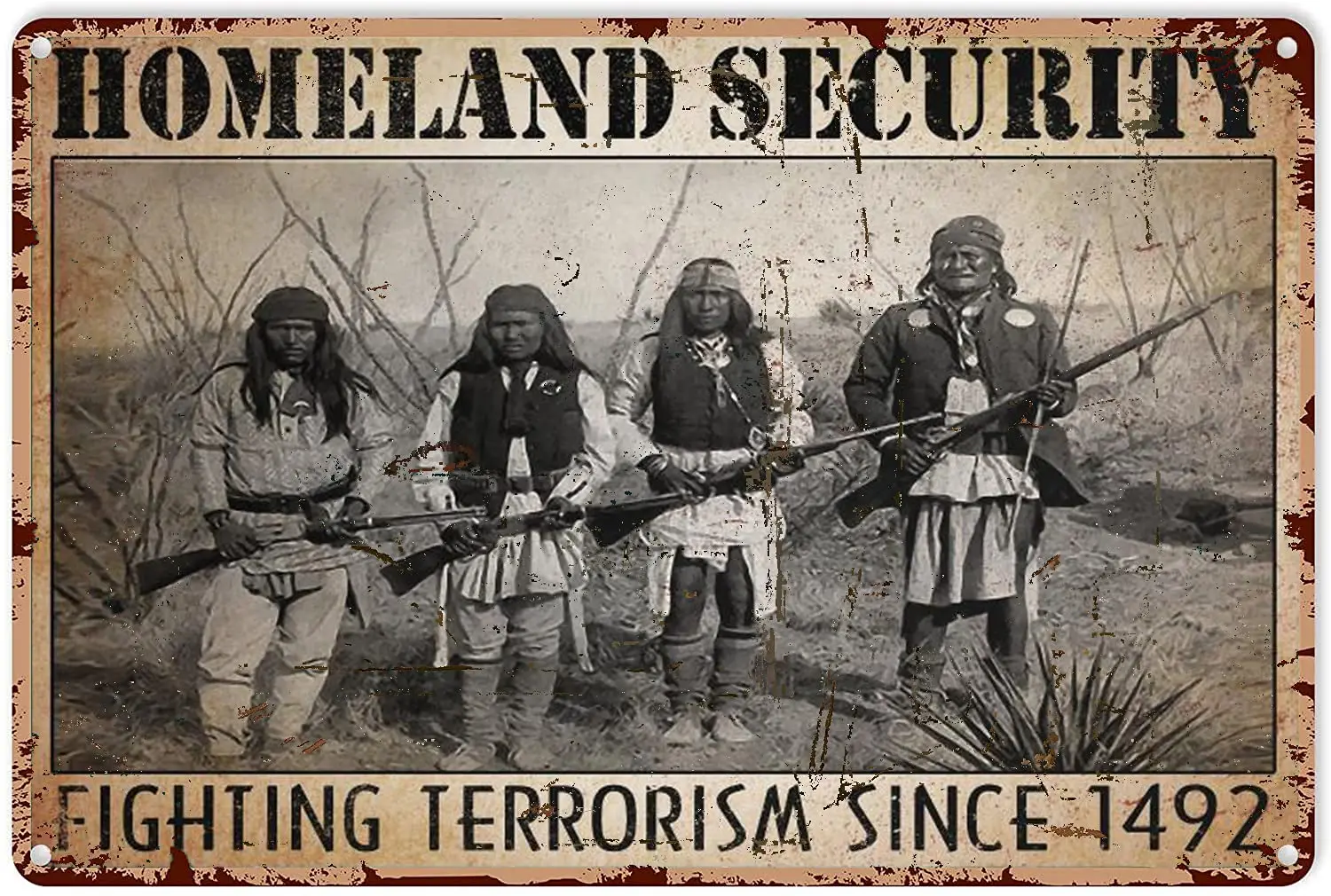 Vintage Indian Poster Homeland Security Landscape Metal Sign Decor Tin Aluminum Sign Wall Art Metal Poster for Living Room Home