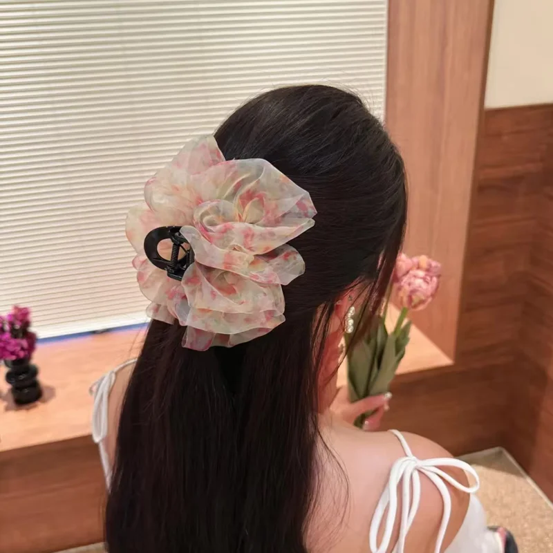 فقاعة الأزهار القرش كليب الأورجانزا الأزياء دبوس الشعر الإناث مزاجه أنيقة تنوعا إكسسوارات الشعر