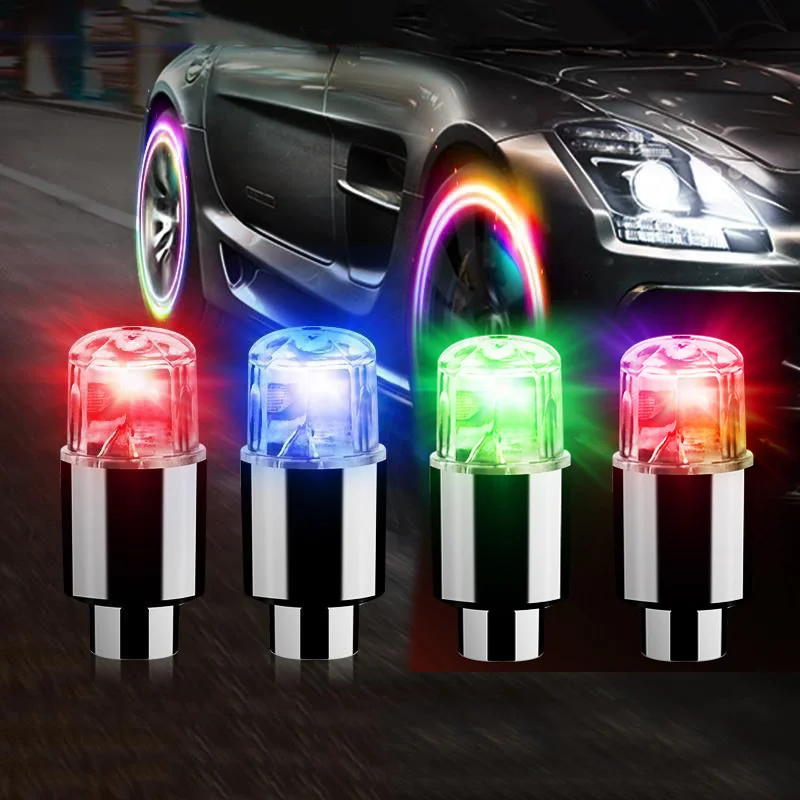 Universal Wheel LED Light Car Motorcycle Bike Neon Valve Cap Lamp Tire Hub Colorful Flashing Lights Night Neon Bulb Decor