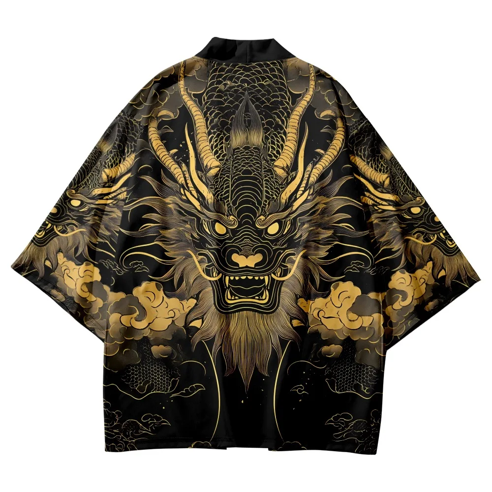 Traditional Chinese Dragon Printed Kimonos Cardigan Robe Men Summer Women Yukata Haori Casual Cosplay Anime Clothing