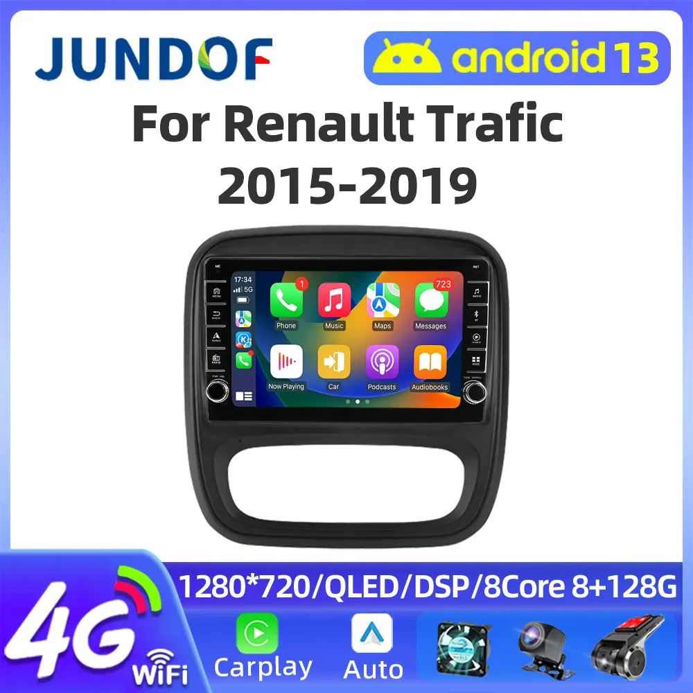 

Jundof 2 din Android 13 Auto Radio for Renault Trafic 2014 - 2021 Car Radio Multimedia Video Player GPS Carplay 2din dvd