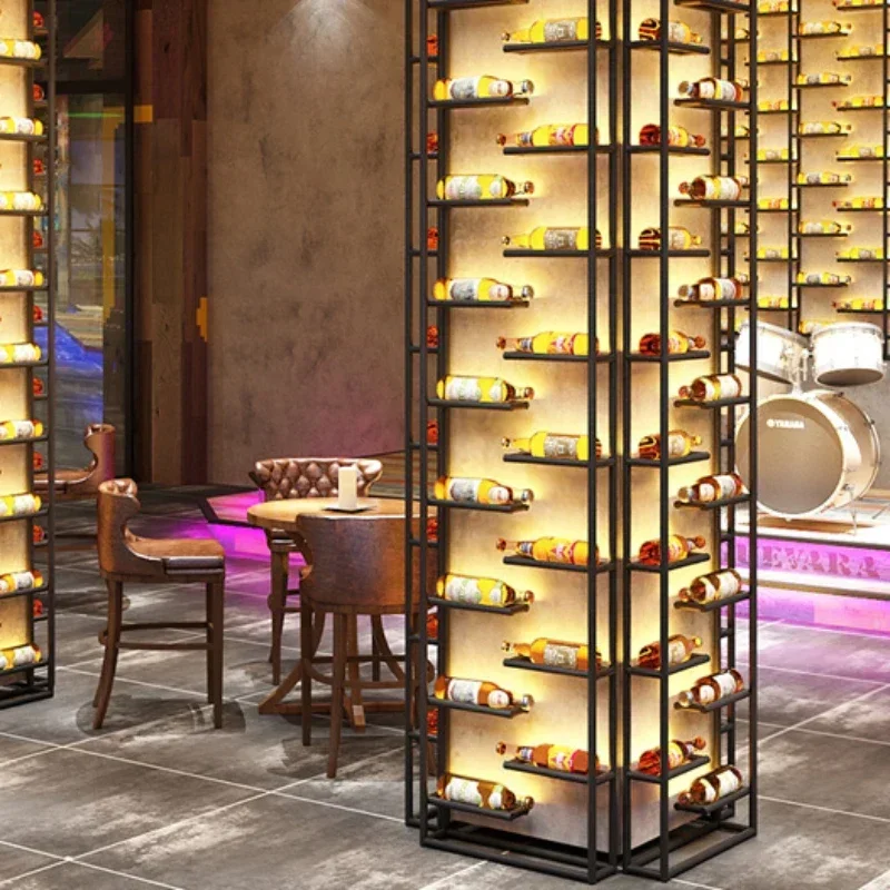 Columns Luminescence Bar Cabinet Partitions Shelve Ironwork Simple Wine Rack Barbecue Customized Kast Coffee Shop Furniture