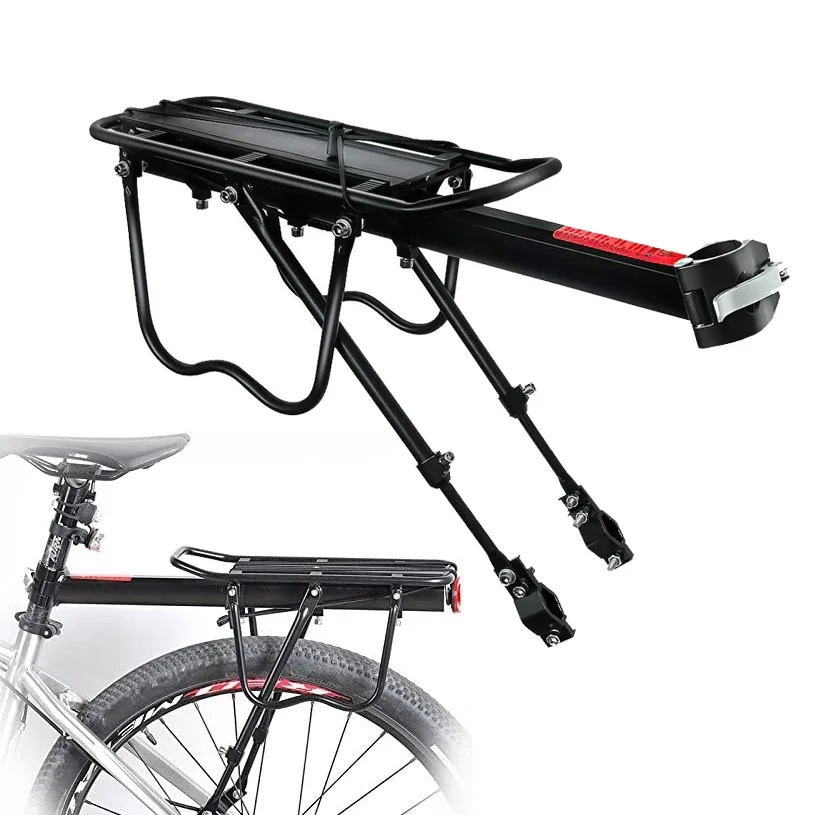 Bike Cargo Rack Rear Seat Racks Cycling Panniers Bags Rack Holder 26-29 Inch Bicycle Luggage Carrier Racks with Reflective Logo