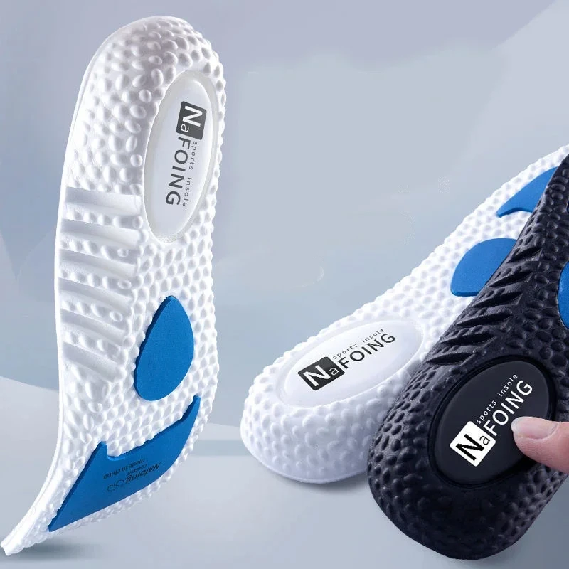 Einlegesohlen mit Stoßdämpfung, Deodorant, atmungsaktives Kissen, Sport-Einlegesohlen für Schuhe, Lauf-Einlegesohlen für Füße, Massage-Pads für Männer und Frauen