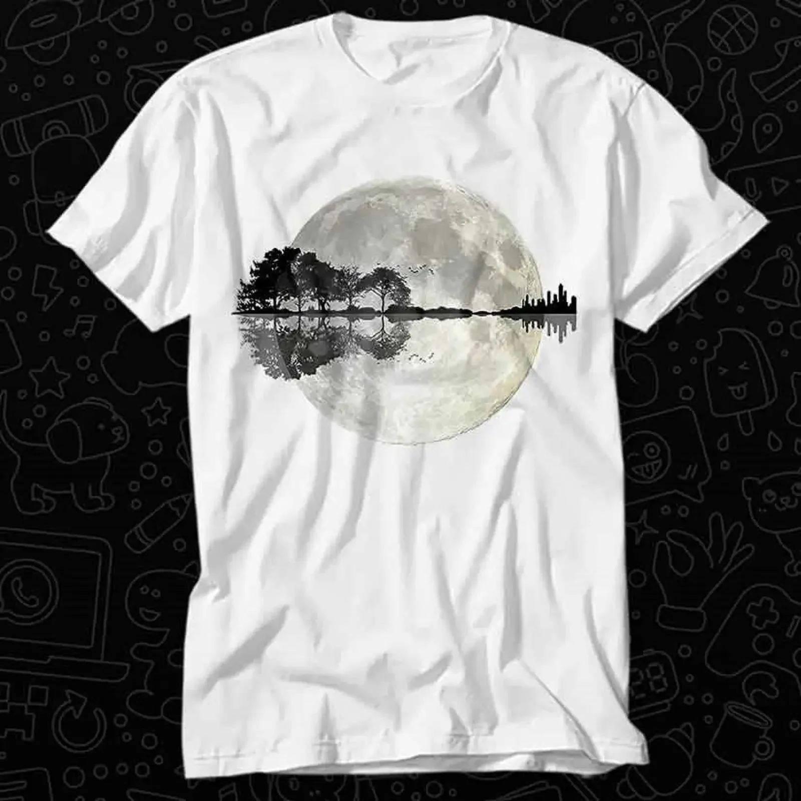 Moonlight Nature Guitar Tree T Shirt For Top Adult Vintage Music Best Movie OZ240 vintage Washed Casual graphic Breathable