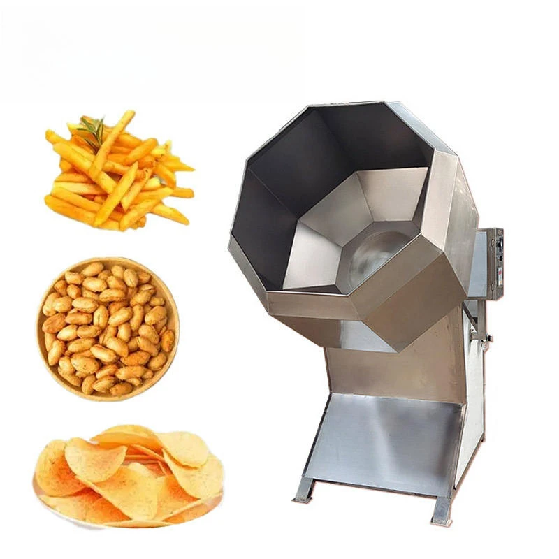 Mezcladora octogonal comercial de acero inoxidable para alimentos, para sazonar, recubrir snacks, marinar y mezclar polvos.