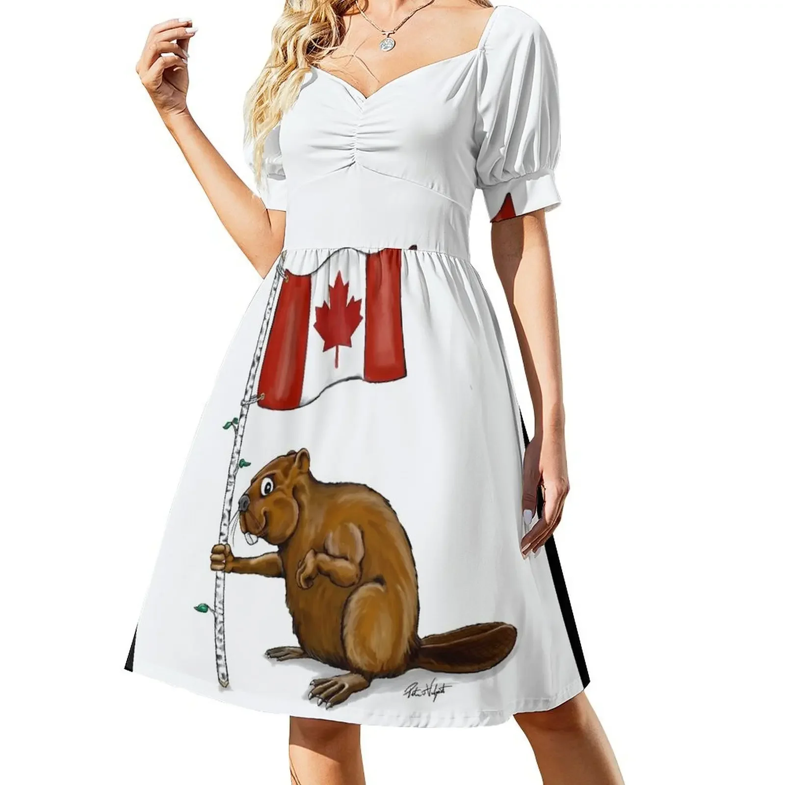 Beaver with Canadian Flag Sleeveless Dress Dresses gala Female dress african dresses for woman Womens dresses Dress