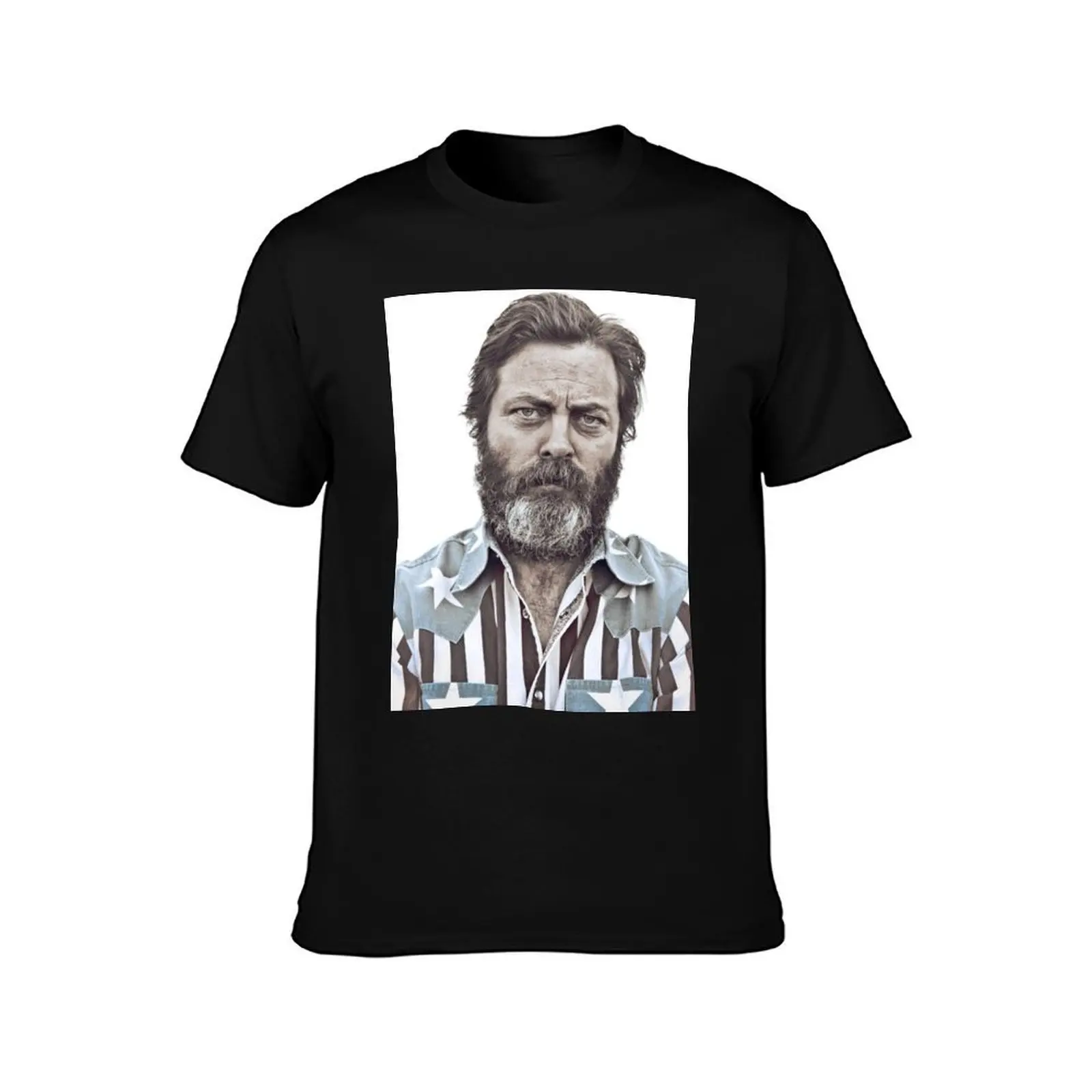 Ron Swanson (Nick Offerman) - An American Hero T-Shirt, Summer Casual Cotton Tee, Oversized Streetwear Tops, Unisex Men Women