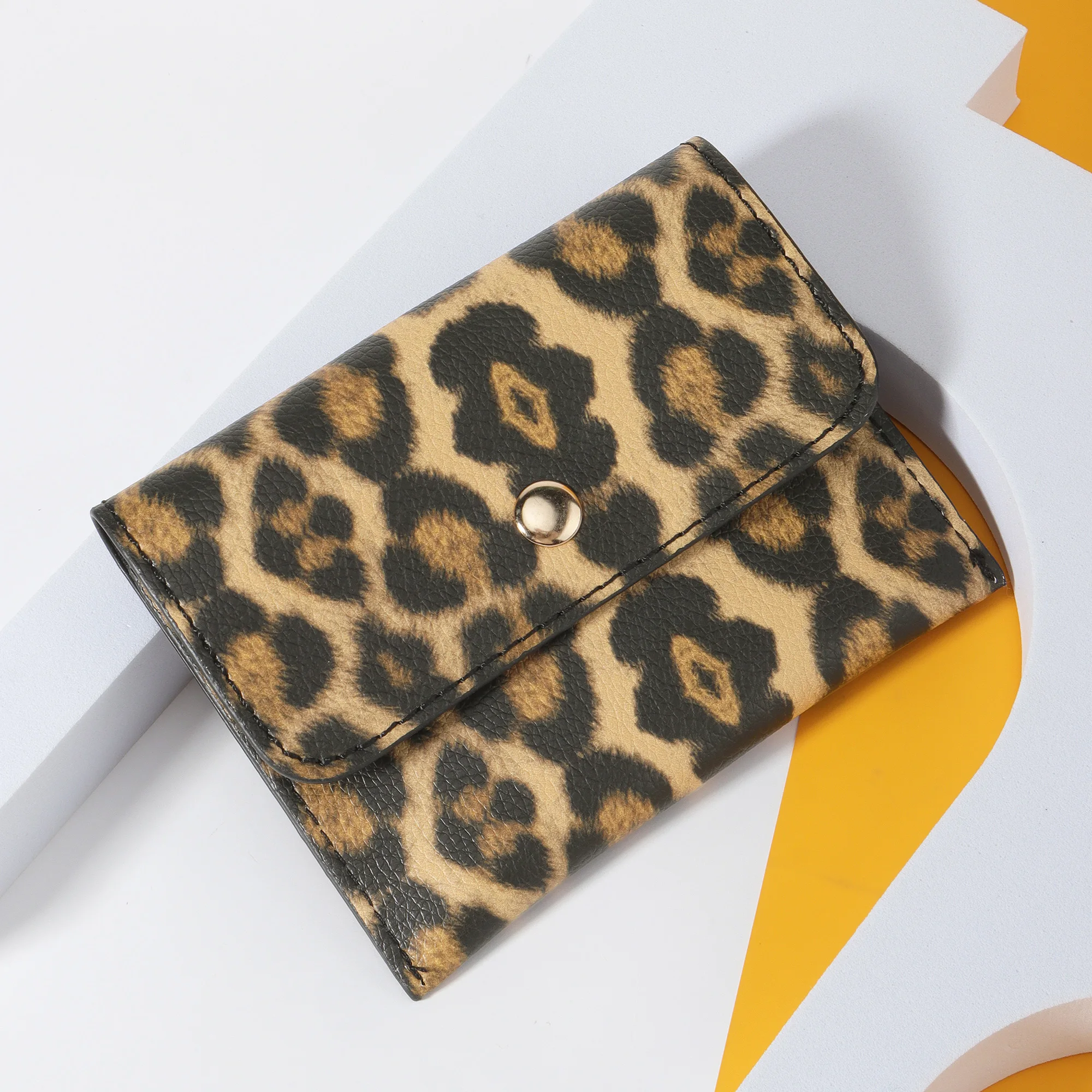 Fashionable and minimalist short double layered wallet, lightweight and portable small credit card holder and notebook, women's