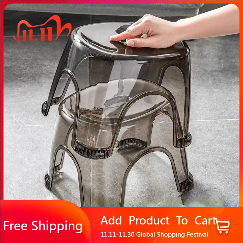 

Transparent Shower Bathroom Chair Plastic Children Portable Small Stool Baby Designer Low Stackable Tabouret Bathroom Furniture