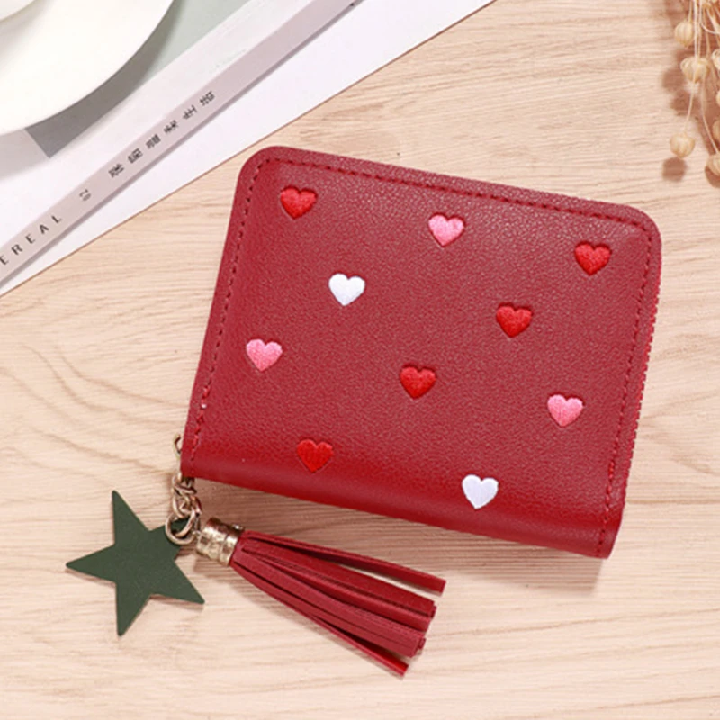 1PC Wallet Women Ladies Mini Tassel Wallets Cute Short Zipper Lovely Pu Leather Coin Purse Female Hand Wallet