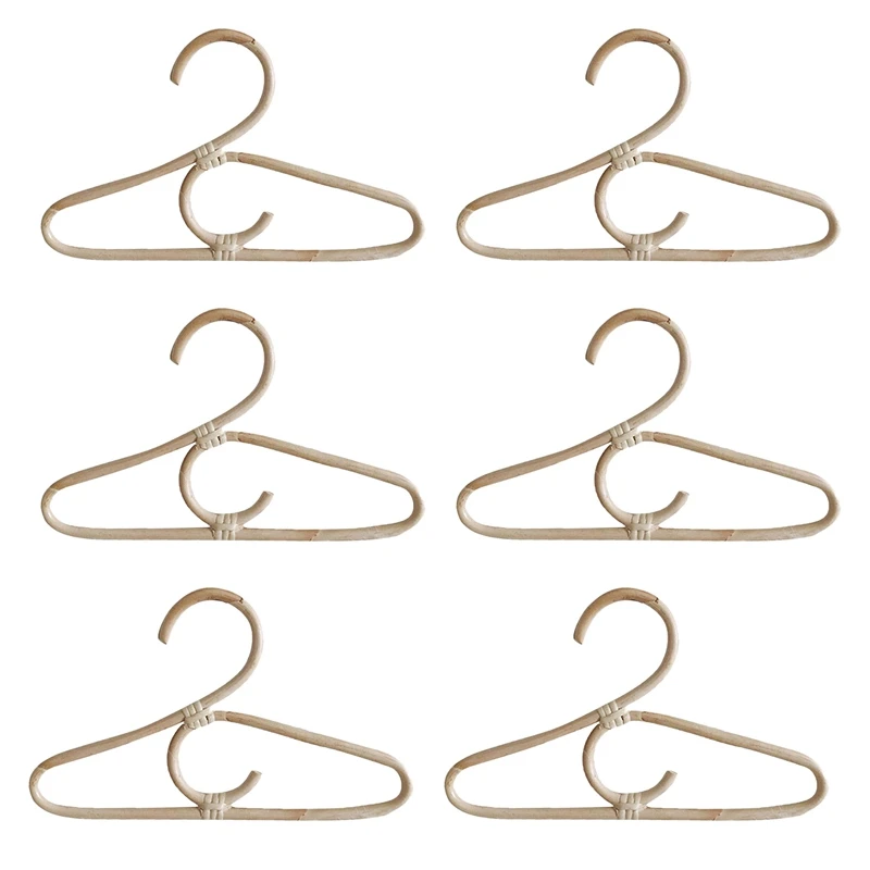 

6Pcs Rattan Clothes Hanger Style Kids Garments Organizer Rack Children Hanger Kids Room Decoration Hanger For Clothes