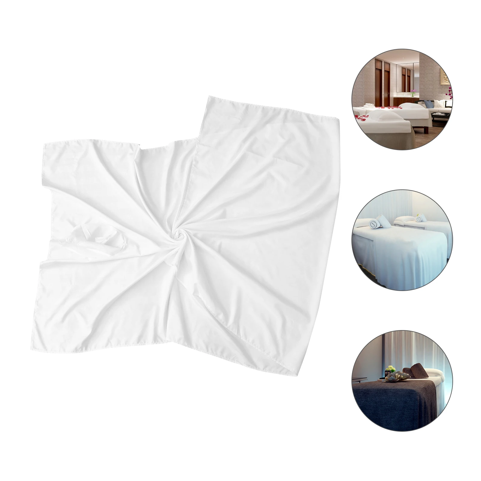 

1Pcs Beauty Salon Massage Bed Sheet Soft Polyester Fiber Fast Dry Reusable Spa Cover Washable with Face Hole for Massage
