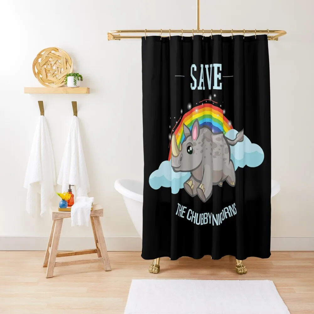 Save The Chubby Unicorns Funny Rhino Shower Curtain Modern Bathroom Accessories Shower Set For Bathroom Shower Curtain