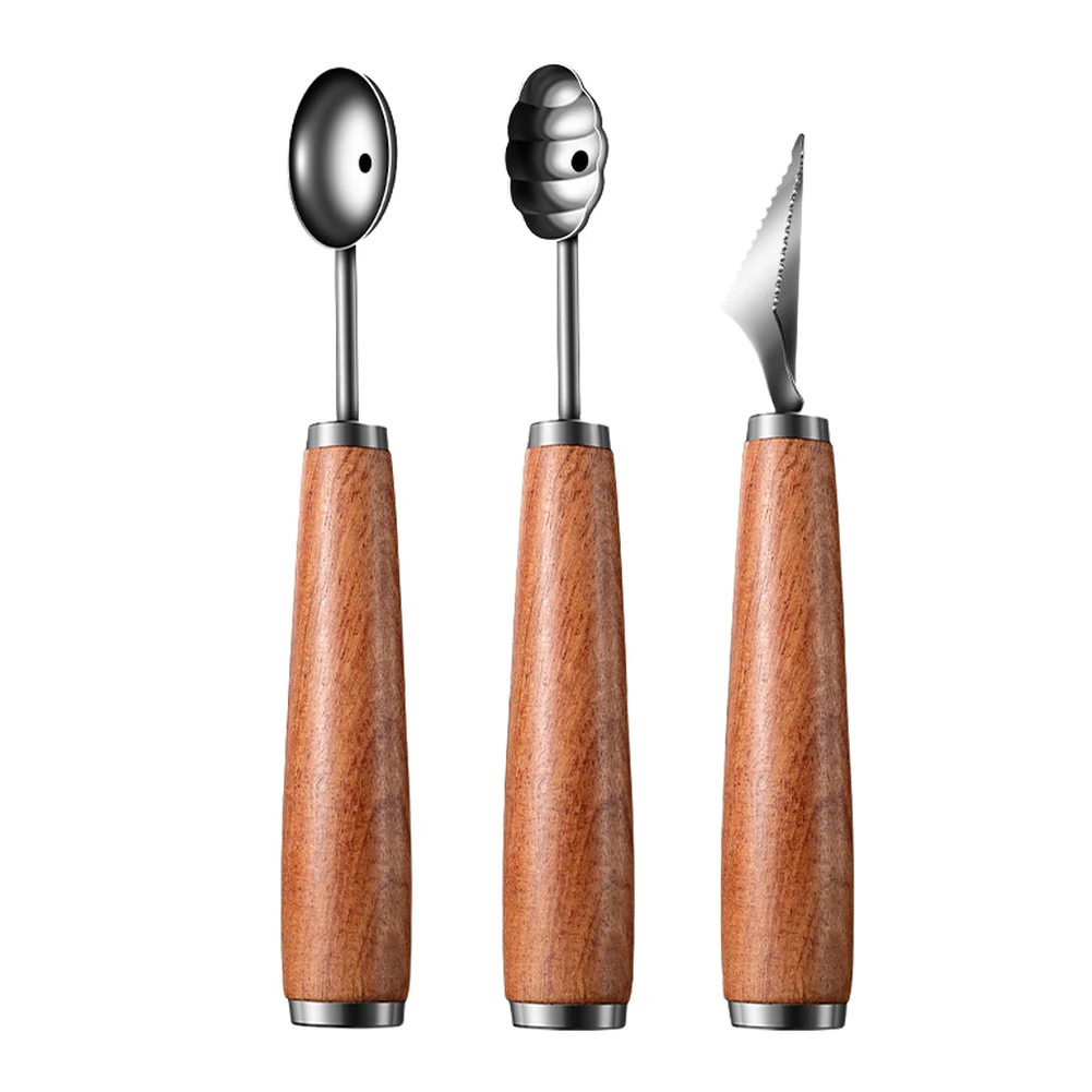 

Инструмент для резки арбуза, набор экскаваторов для фруктовых шариков 3, нержавеющая сталь с ручкой из палисандра для креативных фруктовых тарелок