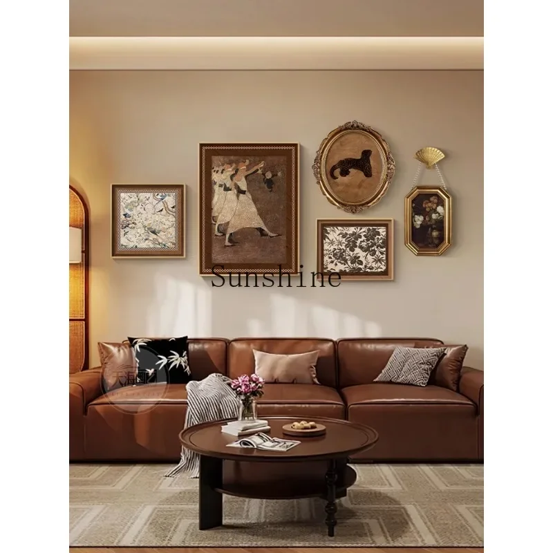 Retro sofa background wall hanging high-end niche art mural