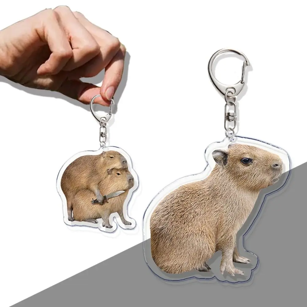 

Hot Capybara Cute Acrylic Keychains Kawaii Cartoon Capybaras Animal Resin Charm Keyrings for Woman Men Funny Bag Car Key Pendant