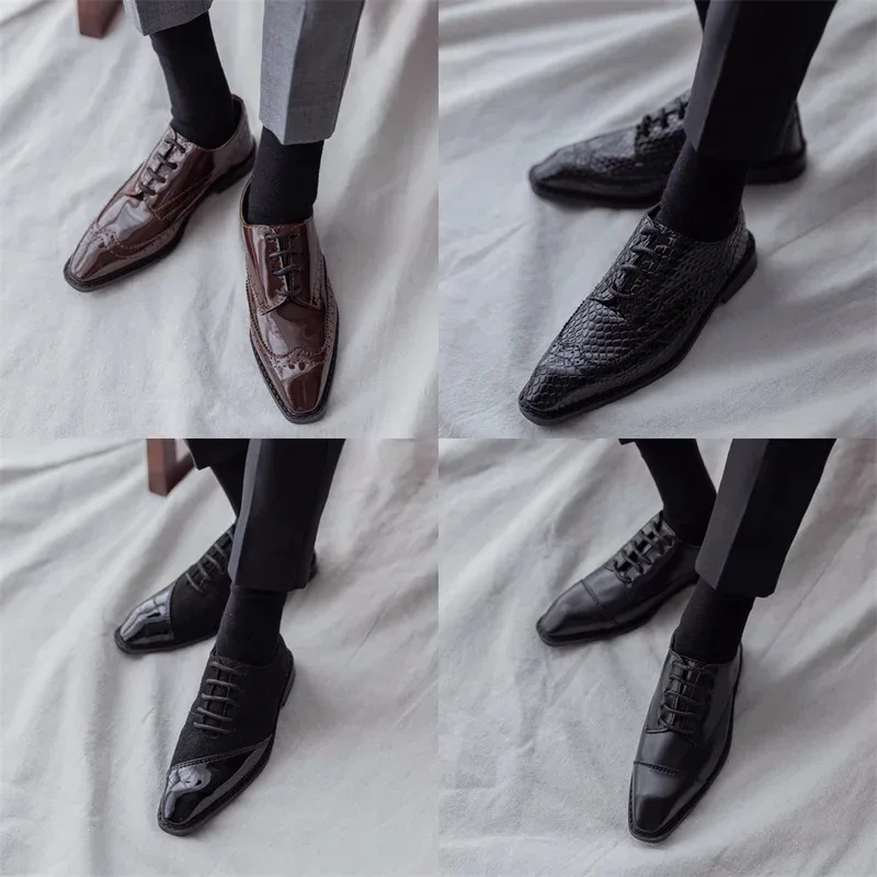 

BJD Doll Shoes ID75 Boys Glossy Leather Black Brown Elegant Four Color Square Toe Lace-up Shoe Work Toys Gifts Doll Accessories