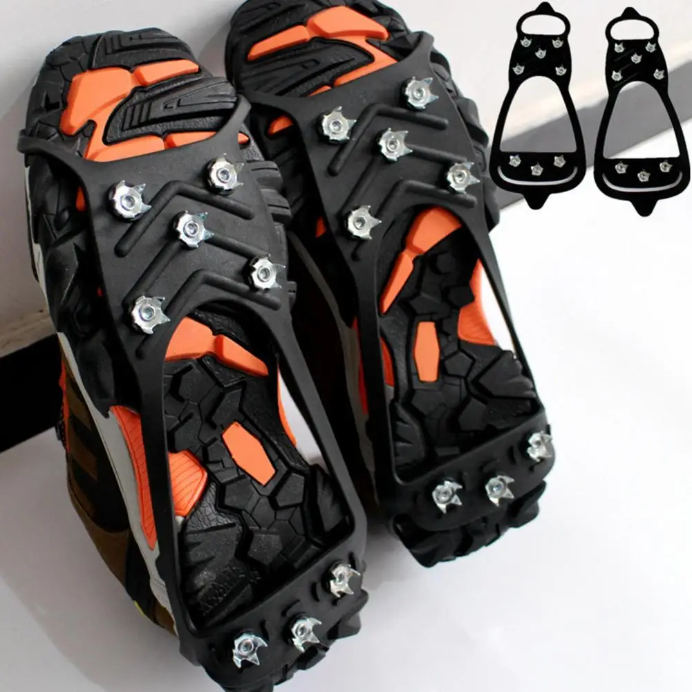 Crampones para hielo de alta resistencia, zapatos con 8 dientes, tacos para hielo de tracción para nieve con dientes de acero inoxidable para exteriores para invierno