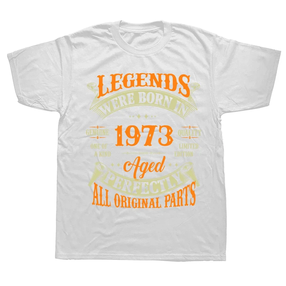 Graphic Cotton Short Sleeve Birthday Gifts Summer T-shirt Funny50th Birthday Vintage Legends Born In 1973 50 Years Old T Shirts