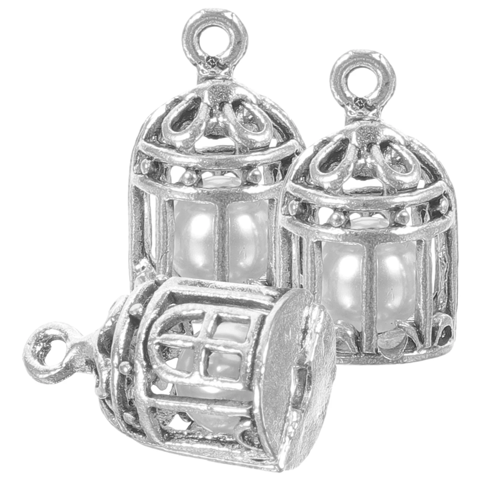 3개 세트 합금 새장 펜던트 로켓 내구성 있는 DIY 보석 제작 비즈 케이지 참 팔찌 귀걸이 진주 삽입 에센셜 오일