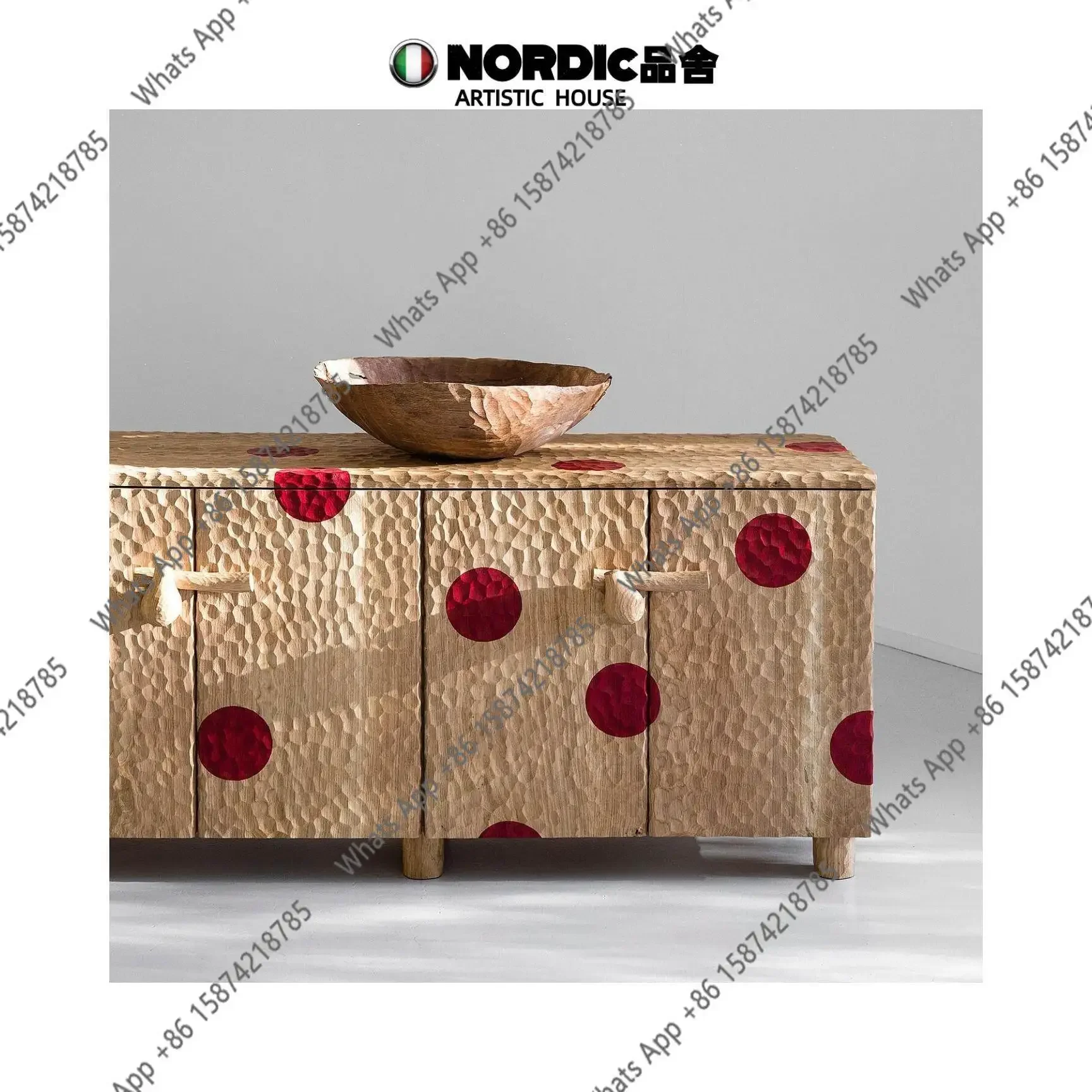40X Italian Minimalist Designer Solid Wood Creative Dining Side Cabinet Household Living Room Locker Storage Cabinet American Co