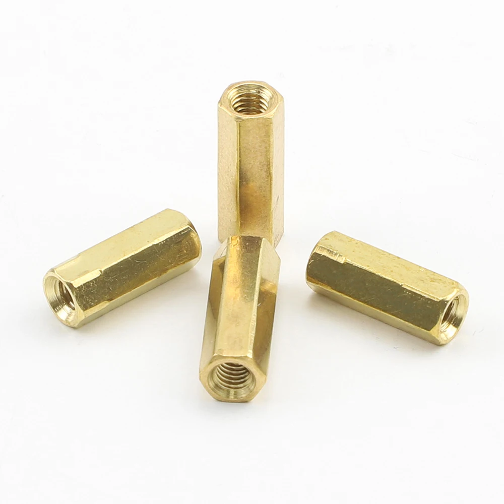 JUIDINTO Female to Female Brass Hex Standoff Spacer M2 M2.5 M3 M4 M5 Brass Motherboard Standoffs PCB Pillar Coupling Nuts