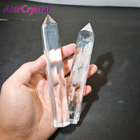 Natural white crystal fused hexagonal prism spiritual healing transparent hexagonal obelisk wand spiritual magic furniture deskt