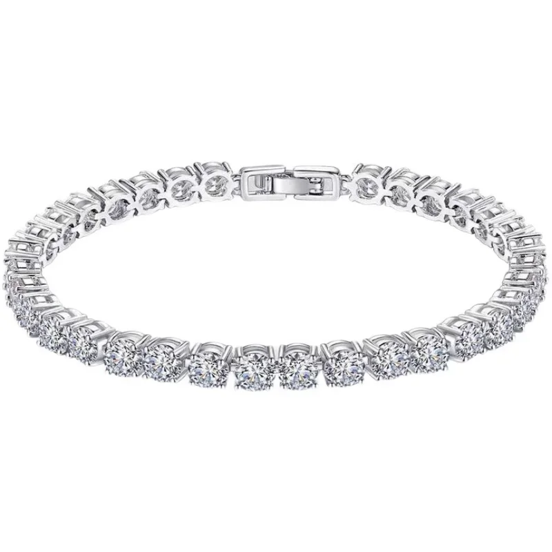 

Браслет из белого золота 18 карат с мозамбинским бриллиантом, однорядный браслет, женский блестящий ремешок